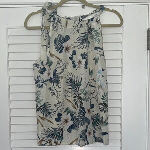 SHEIN Floral Halter Top - Cream and Blue